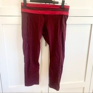 Lululemon maroon Capri cropped leggings size 8 mid rise vintage Y2K